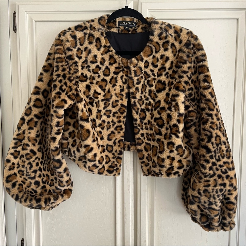 Joseph A Cropped Leopard Faux Fur Jacket - Brown & Black